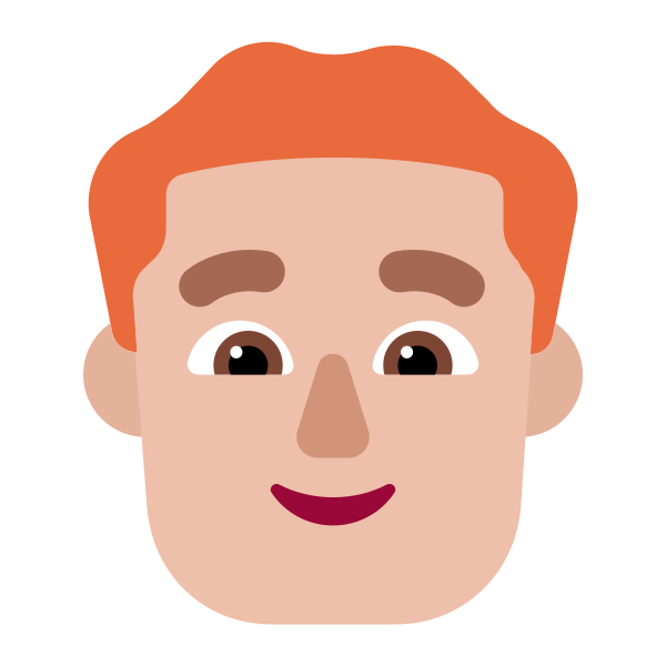 Man Red Hair Flat Medium Light Vector