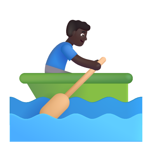 Man Rowing Boat Color Dark Vector