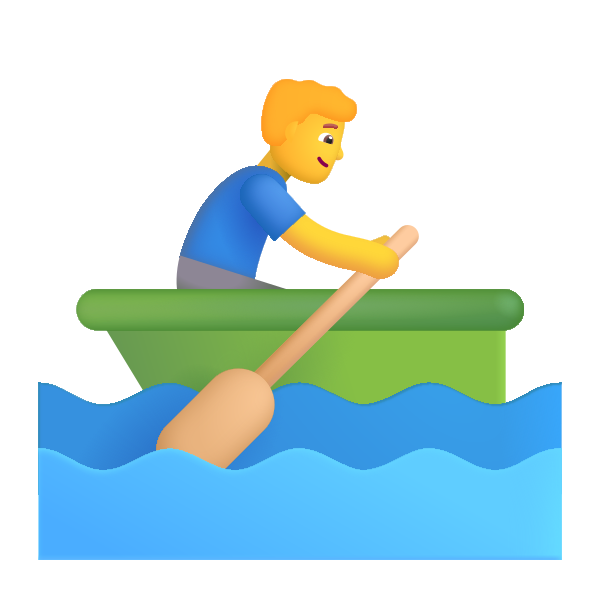 Man Rowing Boat Color Default Vector