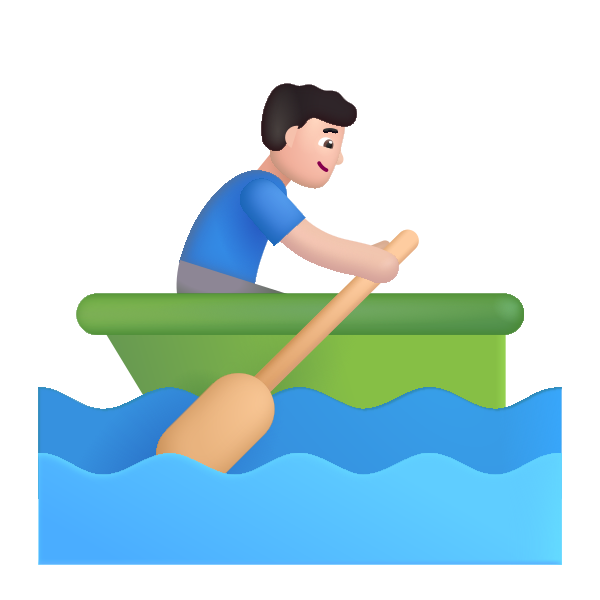 Man Rowing Boat Color Light Vector