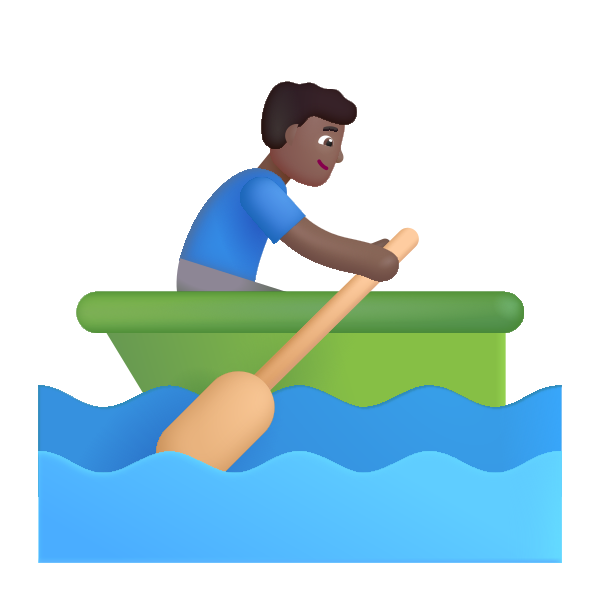 Man Rowing Boat Color Medium Dark Vector
