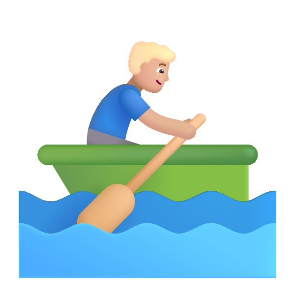 Man Rowing Boat Color Medium Light