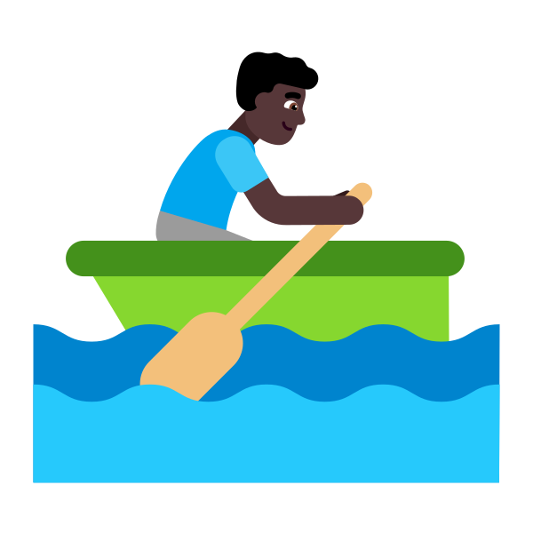 Man Rowing Boat Flat Dark Vector