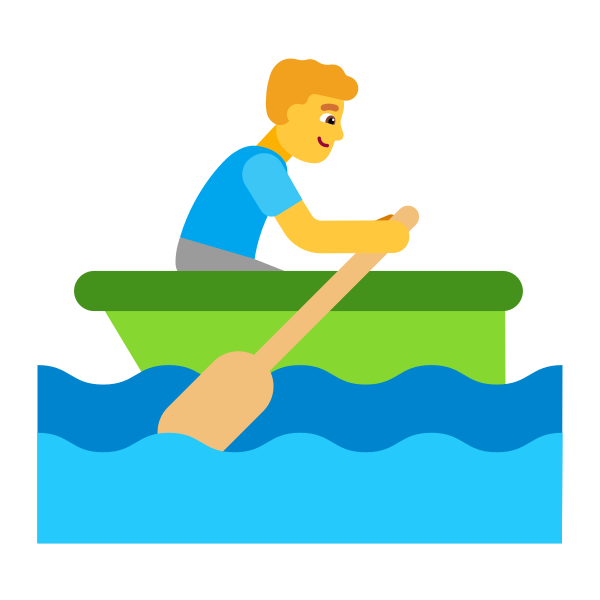 Man Rowing Boat Flat Default Vector