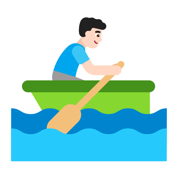 Man Rowing Boat Flat Light Vector