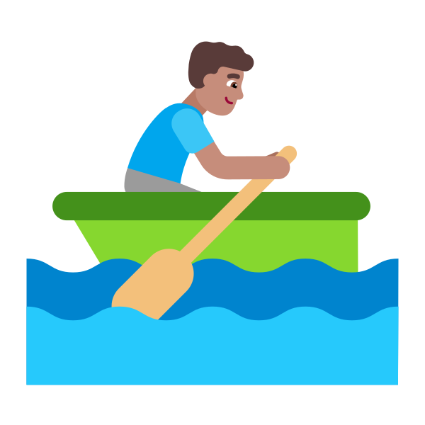 Man Rowing Boat Flat Medium Vector