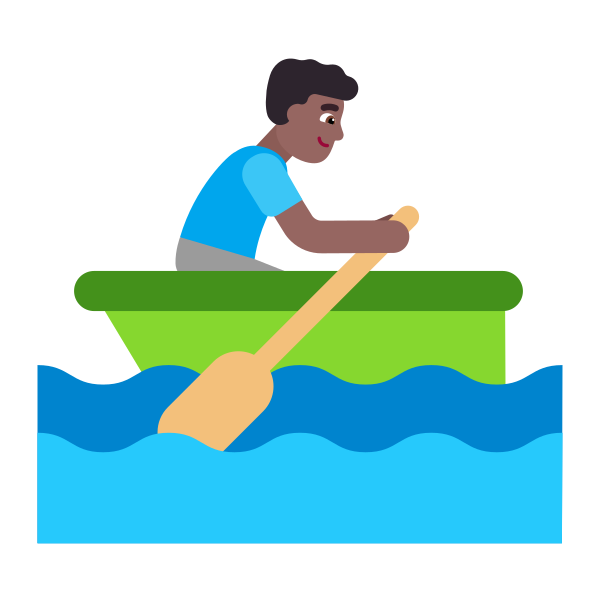 Man Rowing Boat Flat Medium Dark Vector