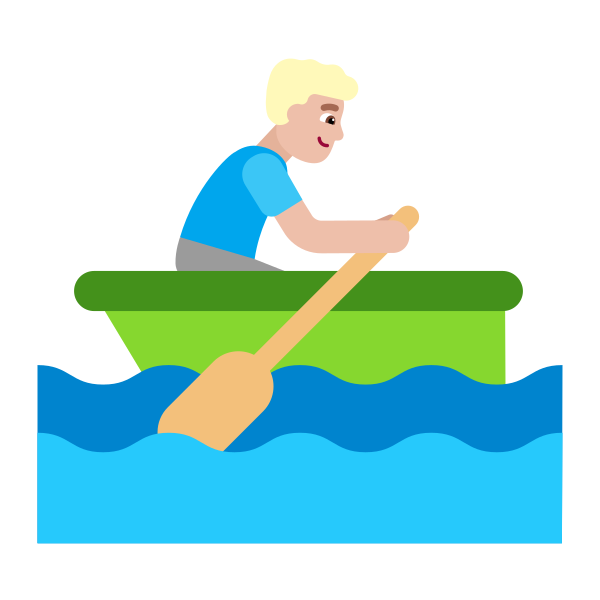 Man Rowing Boat Flat Medium Light Vector