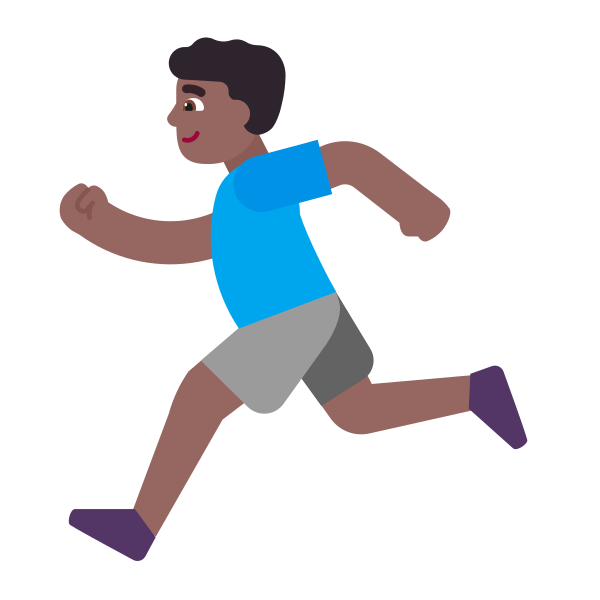 Man Running Flat Medium Dark Vector