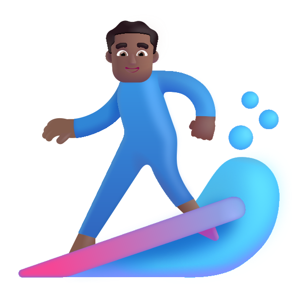 Man Surfing Color Medium Dark Vector