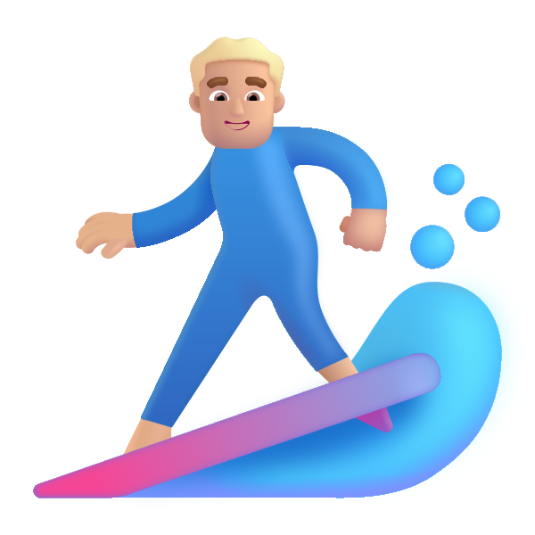 Man Surfing Color Medium Light