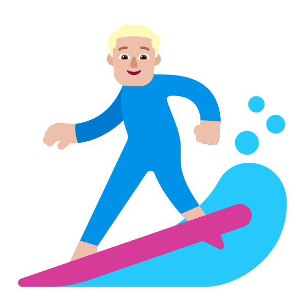Man Surfing Flat Medium Light Vector
