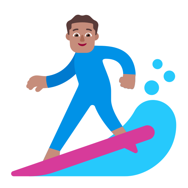 Man Surfing Flat Medium Vector