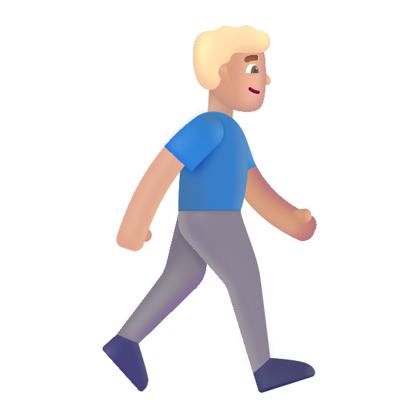 Man Walking Facing Right Color Medium Light Vector