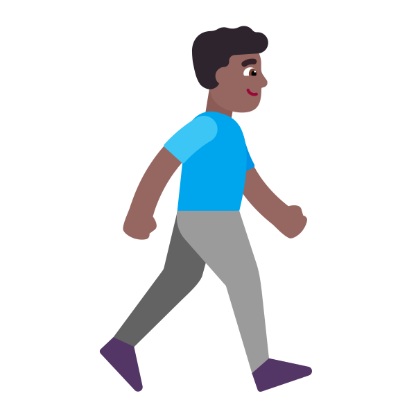Man Walking Facing Right Flat Medium Dark