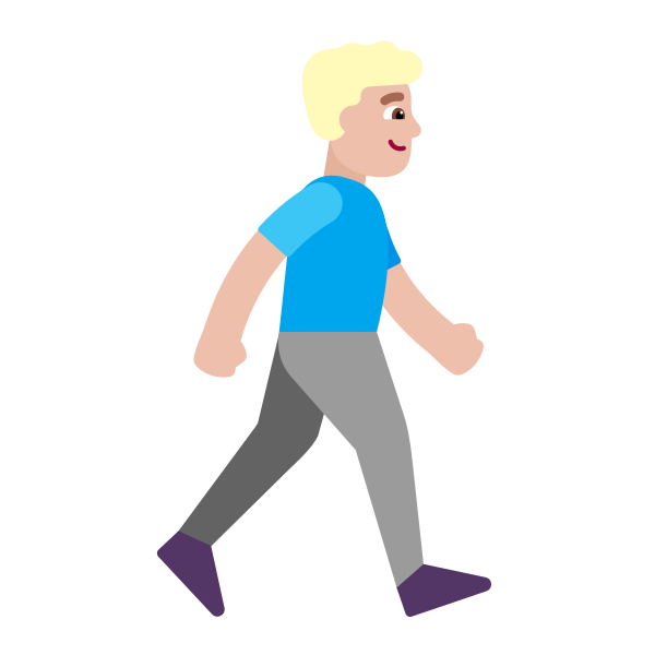 Man Walking Facing Right Flat Medium Light
