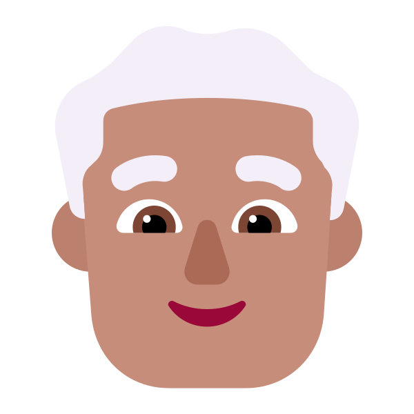 Man White Hair Flat Medium