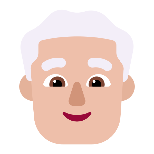 Man White Hair Flat Medium Light Vector