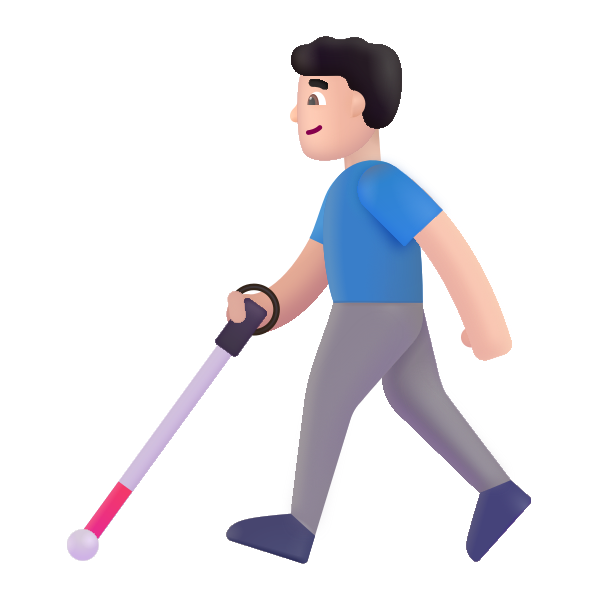 Man With White Cane Color Light Vector