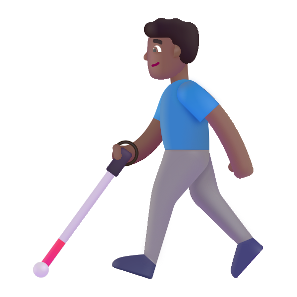 Man With White Cane Color Medium Dark