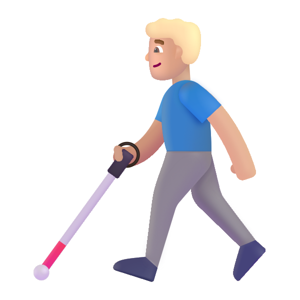 Man With White Cane Color Medium Light Vector