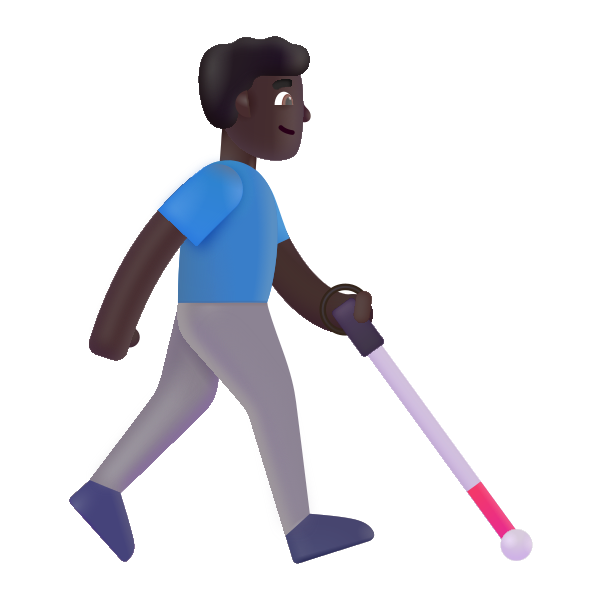 Man With White Cane Facing Right Color Dark