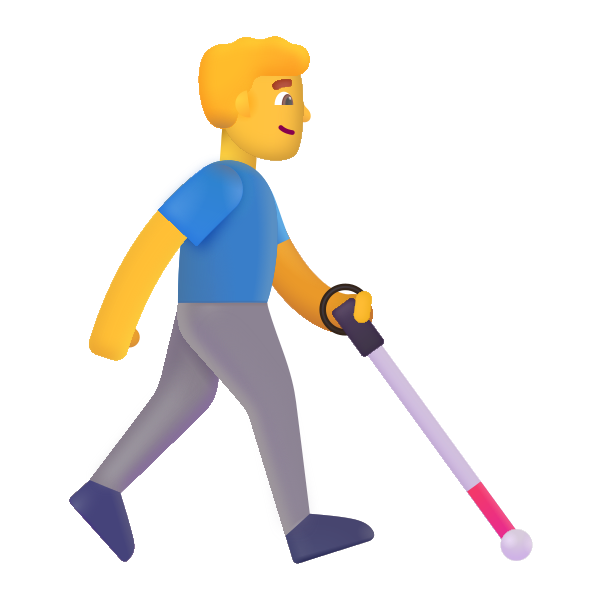 Man With White Cane Facing Right Color Default Vector