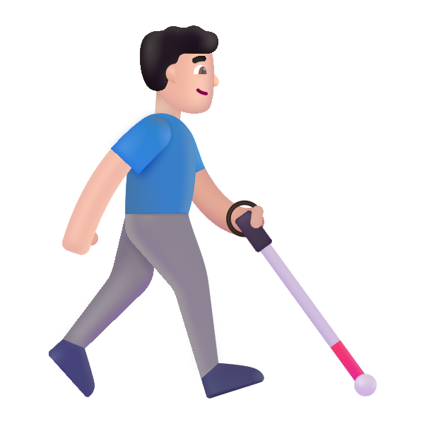 Man With White Cane Facing Right Color Light Vector