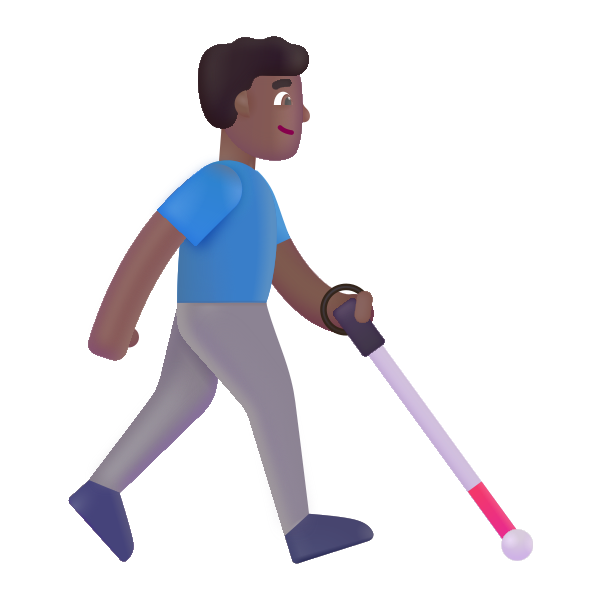 Man With White Cane Facing Right Color Medium Dark Vector