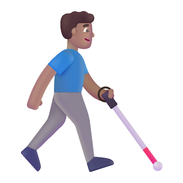 Man With White Cane Facing Right Color Medium Vector