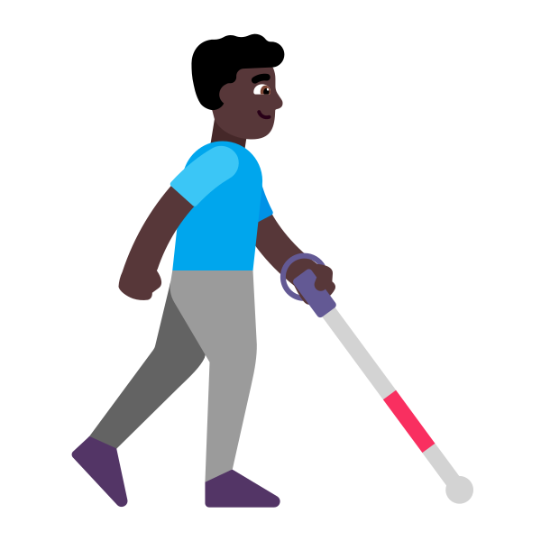 Man With White Cane Facing Right Flat Dark
