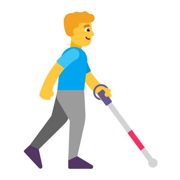 Man With White Cane Facing Right Flat Default Vector