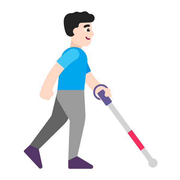 Man With White Cane Facing Right Flat Light Vector