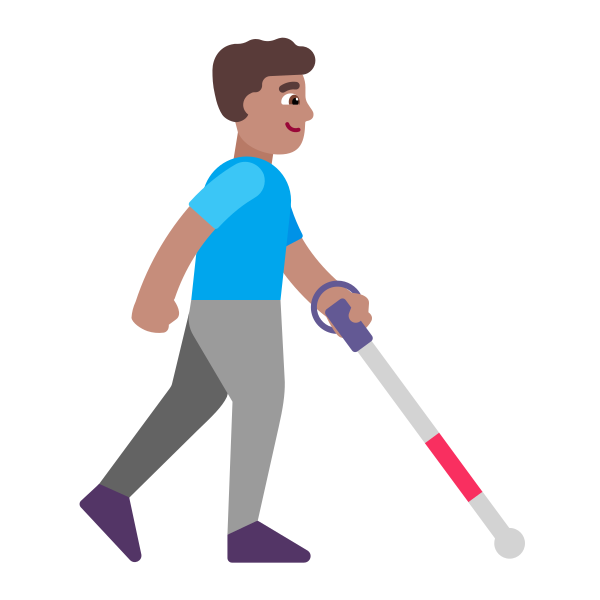 Man With White Cane Facing Right Flat Medium