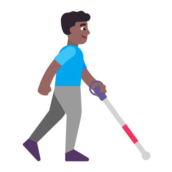 Man With White Cane Facing Right Flat Medium Dark