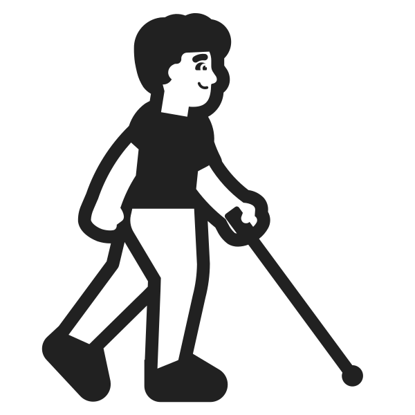 Man With White Cane Facing Right High Contrast Default Vector