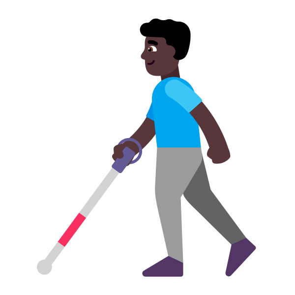 Man With White Cane Flat Dark Vector