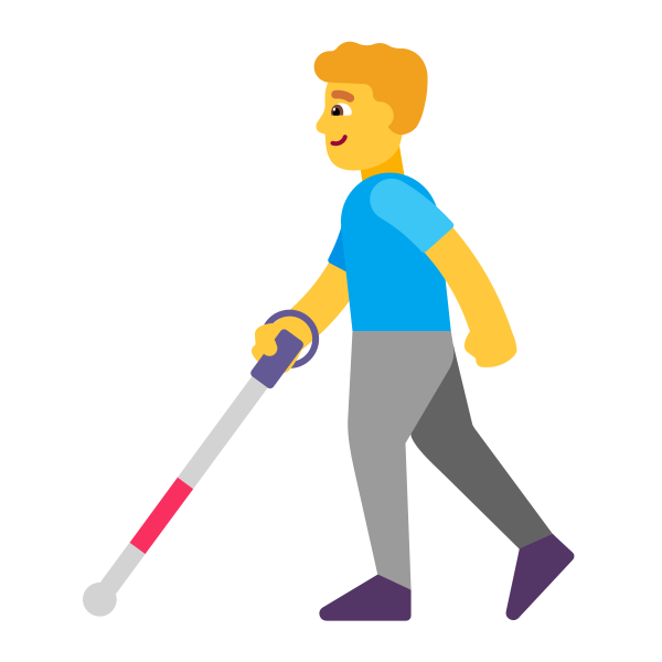 Man With White Cane Flat Default Vector