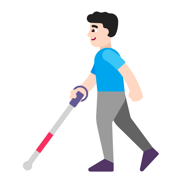Man With White Cane Flat Light