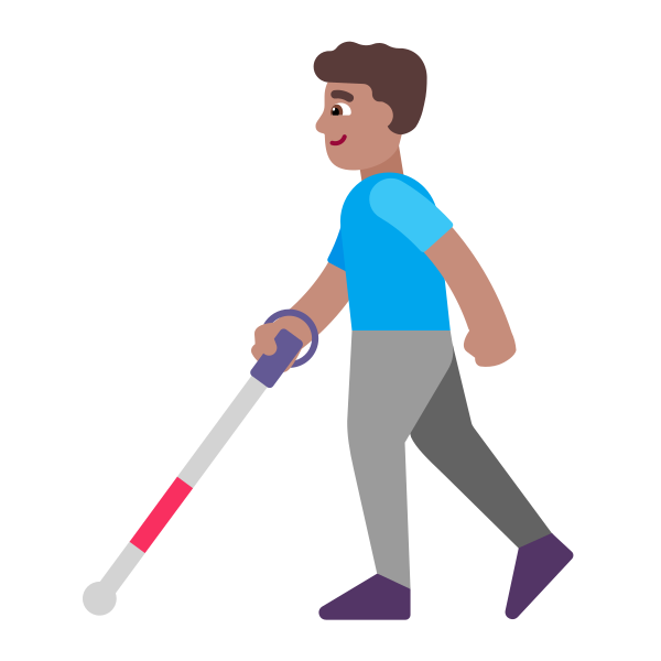 Man With White Cane Flat Medium