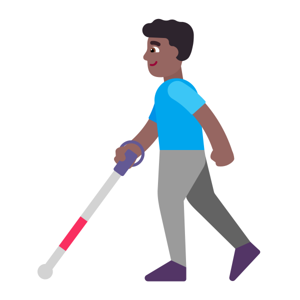 Man With White Cane Flat Medium Dark Vector