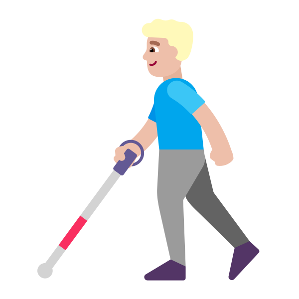 Man With White Cane Flat Medium Light Vector