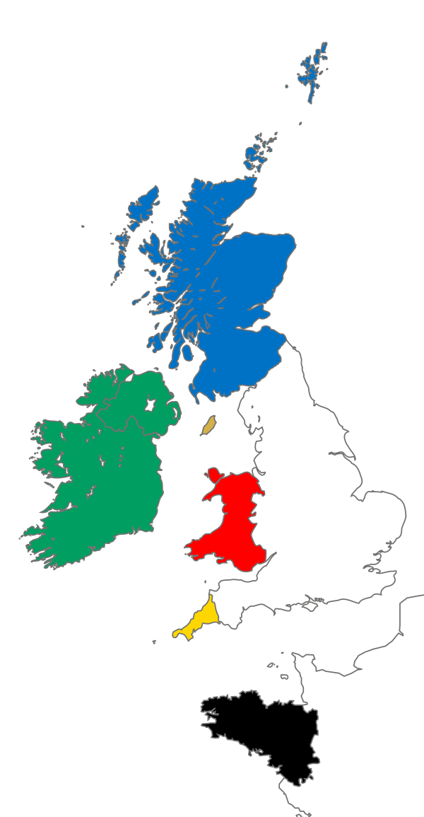 Map Of Celtic Nations Flag Shades
