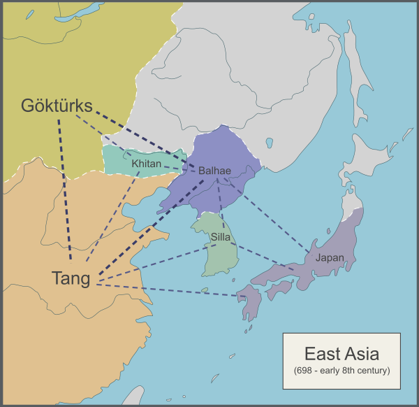 Map Of East Asia (698   8th Century)
