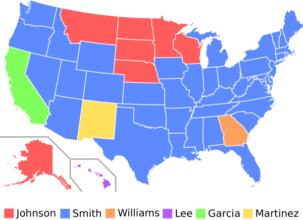 Map Of Most Commons Surnames In The United States By State