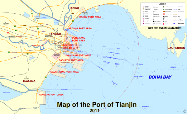Map Of The Port Of Tianjin And Its Approaches