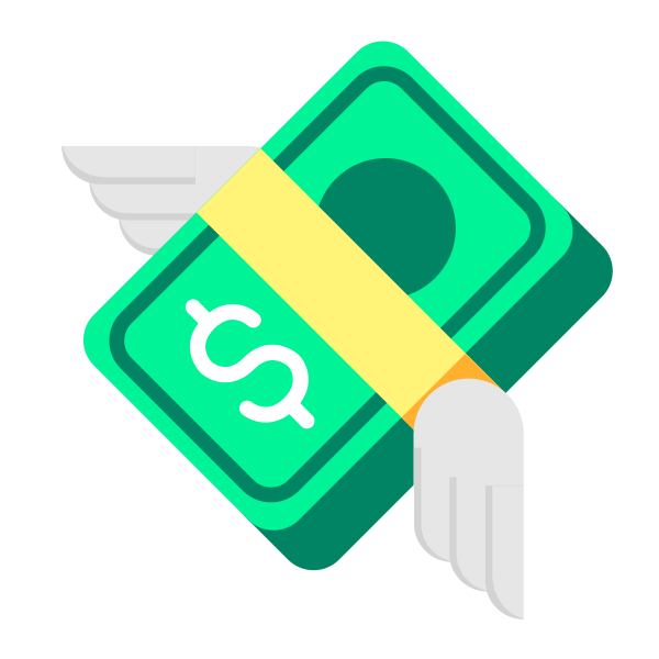 Money With Wings Flat Vector