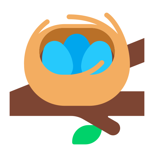 Nest With Eggs Flat Vector