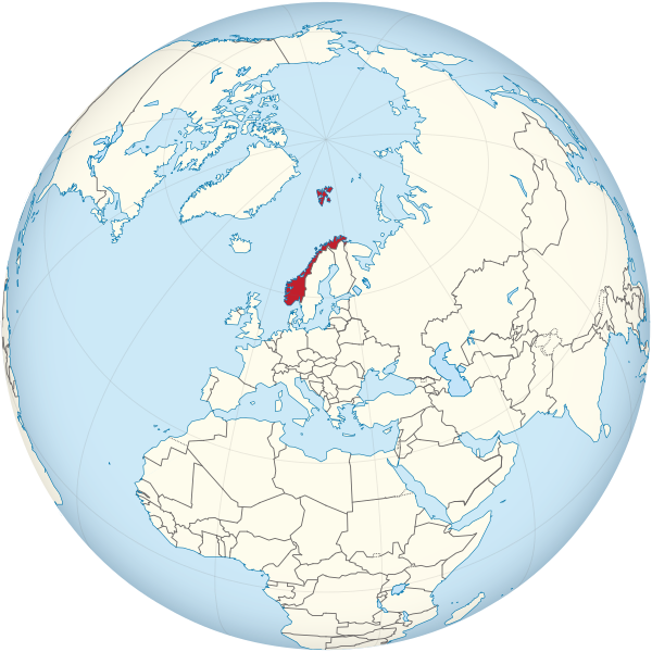 Norway On The Globe (Europe Centered)