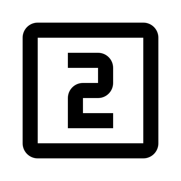 Numeric 2 Box Outline